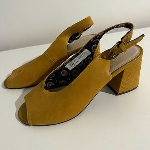 Anthropologie Seychelles Yellow Block Heels